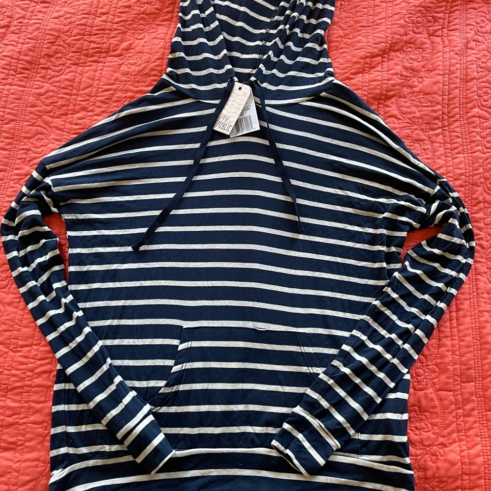 NWT navy blue and white hoodie